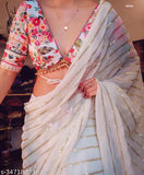 Indian bridal wear set: Georgette embroidered saree with matching blouse for women, work blouse piece included