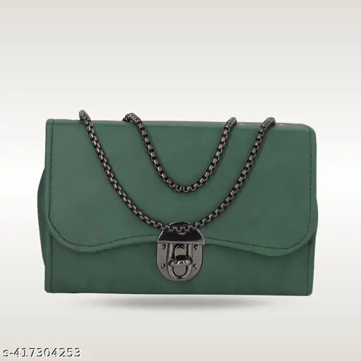 Green leather sling bag with two straps