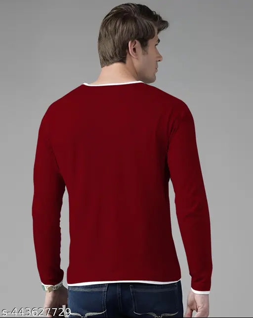 Maroon cotton blend full sleeve t-shirt for men, GESPO brand