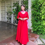 Rayon three-quarter sleeve gown, stylish and beautiful for women's formal events, solid pattern, M - XXL sizes available from India