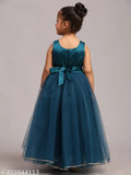 Teal blue full length tulle girls dress