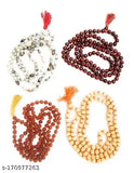 Wooden combo of Lal Chandan, Rudraksha, Vaijayanti & Tulsi malas (108), red color, sandalwood scent, slip-on closure, India origin