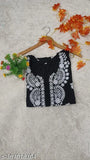 Black and white patterned kurta with 3/4 sleeves