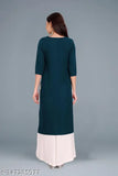 Black, crepe, straight kurta combo pack with skirt and blouse set