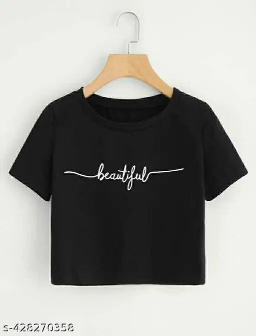 Printed cotton blend round neck crop t-shirts (Pack of 4) - vibrant, lightweight, comfortable, perfect for spring/summer, size S(34), M(36), L(38), XL(40), length S&M-16, L&XL-17