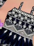 Blue Georgette Embroidered Sharara Set for Girls - Trendy Top & Palazzo with Dupatta, India