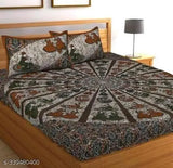 Pure 100 cotton double bed sheet with 2 pillow covers, superfine Jaipuri-style fitted sheets for summer use by adults
