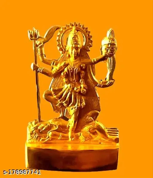 Copper antique finish Kali Mata statue, 10cm x 10cm x 7cm temple decor for car or home