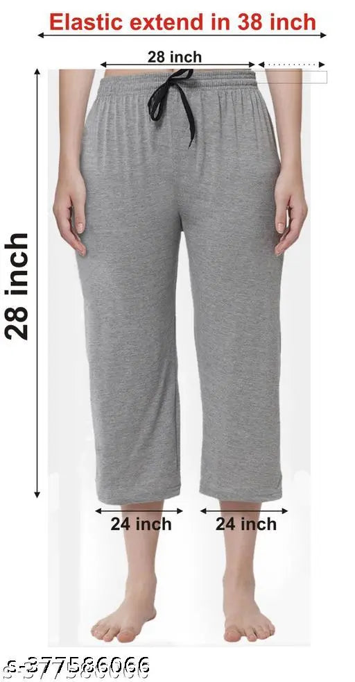 Women's 100% cotton solid Capri pant, elastic waistband, premium collection, relaxed fit, Southtree brand, made in India