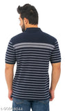 Blue-striped cotton blend pique polo shirt, short sleeves, signature Wild Cops embroidery