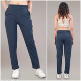Cotton blend track pants for women in plus sizes, featuring textured net pattern, ankle length, and 2 side pockets - perfect for daily wear, sports, or lounge use. Made by Leewan Enterprise, India