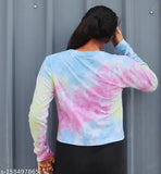 Tie-dye women's cotton long sleeve t-shirt, vibrant pattern, XL size, dry clean only