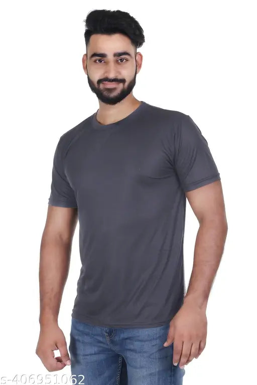 Multicolor pack of 10 FashionGuru men's solid fit half sleeve polyester t-shirts with round neck, various sizes available