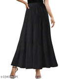 Black, pleated midi skirt