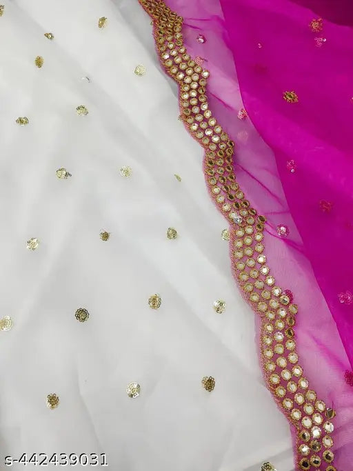 Georgette qcvence embroidered maxi gown with net dupatta, heavy Georgette and super net embellished Indian wedding dress