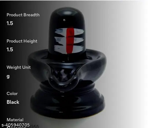 Black ceramic Shivling, ideal for home & office temples, 2x2x2 inches