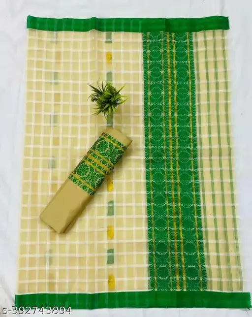 Assamese chiffon saree & art silk blouse set, free size, woven design, traditional Indian attire