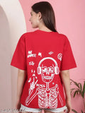 Cotton oversize graphic printed women's t-shirt, short sleeves, vibrant design - India