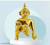Metal Krishna Idol: Shri Ganesh ji Enterprise laddu Gopal ji murti set, 3 pieces, handcrafted from India