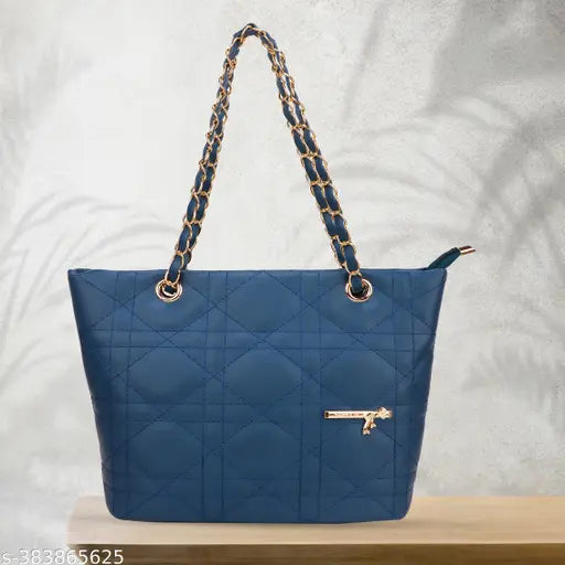 Black quilted leather tote with chain strap
