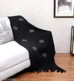 Black cotton patterned throw blanket, 50 x 60 inches