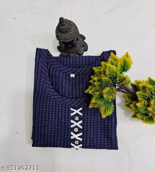Purple woolen kurti with button closure