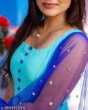 Georgette Anarkali gown with dupatta, Indian western-style sequin dress for women