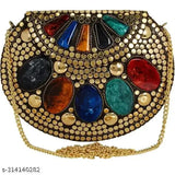 Colorful, ornate women's clutch handbag