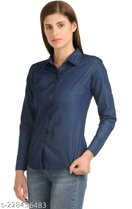 Denim shirt & rayon top combo, solid pattern, long sleeves, Wingzss branded, premium quality, for jeans or trousers, India-made
