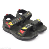 Trendy black kids sandals with multiple straps