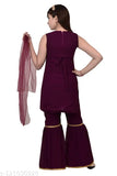 Purple Georgette Sharara set for girls, embellished net party wear for 9-10 to 15-16 years