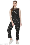 Sleeveless printed net poly crepe jumpsuit for women, size L/XL. Made in India