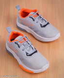 Grey and orange unisex walking shoes for kids, designed for comfort and durability