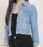 Trendy denim women's jacket, rough look, suitable for casual and college wear, India origin