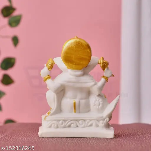 White marble Ganesha idol statue, Vinayaka decorative home decor, Ganpati idol with 100% stone finish, 55 inches height