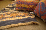 Beige and brown handcrafted cotton sofa throw rug