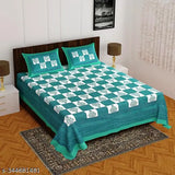 Jaipuri pure cotton double queen fitted bedsheets, two pillow covers, soft & smooth finish, vibrant colors, ideal for summer, machine washable