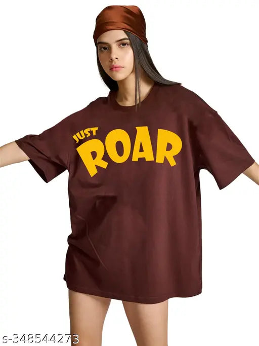 TROND Stylish Oversized Women's Half Sleeve Round Neck Printed T-Shirt | Plus Size Also Available