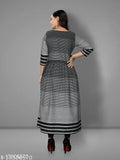 Women's cotton flared stripe kurti, three-quarter sleeves, single-size options available from M to XXXL, Indian origin