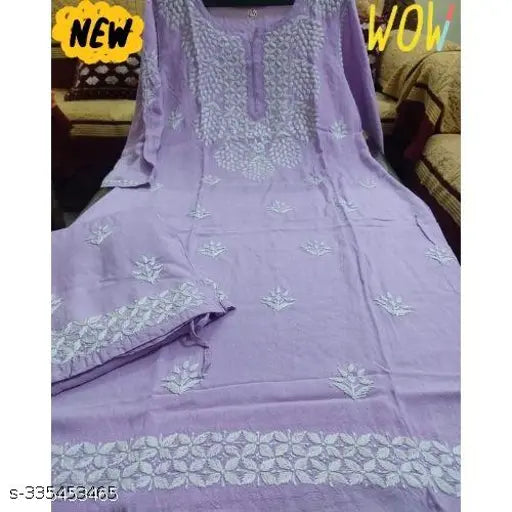 Purple chikankari kameez with embroidery, gift for Rakshabandhan