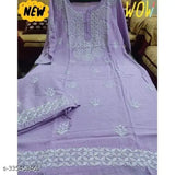 Purple chikankari kameez with embroidery, gift for Rakshabandhan