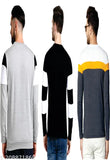 Cotton striped long sleeve VOSIMO men's color block t-shirt combo (L-Chest 40in, Length 28in / XL-Chest 42in, Length 29in), India-made wardrobe essential