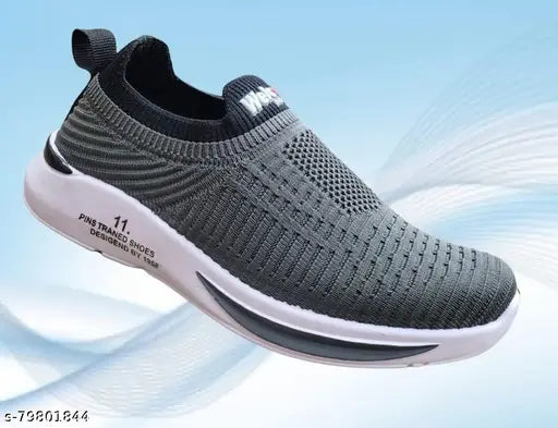 Blue, grey, and white Flyknit running shoes with a sock-like fit
