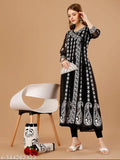 Black and white kameez with printed design