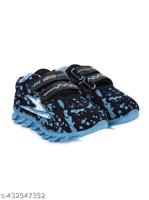 Neon blue and black baby shoes with Velcro closure