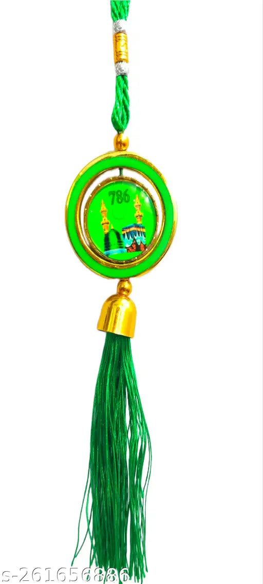 Muslim car dashboard ornaments (pack of 2), Allah and spiritual designs, Indian origin religious art for vehicles