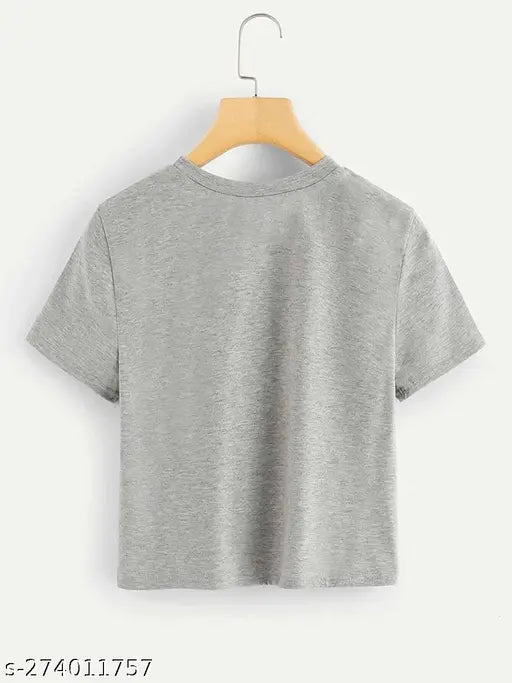 Printed cotton blend crop top for women and girls, half-sleeve and stylish design, beautiful printed t-shirt made in India