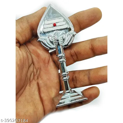 Gold & Silver Lord Murugan Vel Shape metal car dashboard decor, suitable for home or car