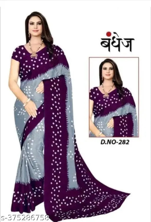 Best silk printed chiffon saree with running blouse, vibrant Indian fashion accessory