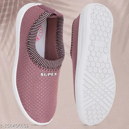 SUPEX mesh slip-on ballerinas in printed pattern, latest women's casual shoes from India (IND-5 to IND-9 available)